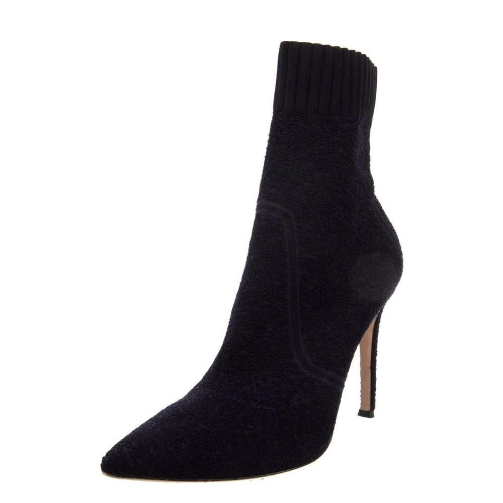 Gianvito Rossi Chic Black Stiletto Ankle Wool Sock Boots